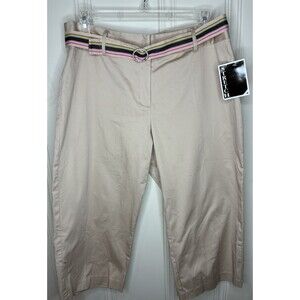 NEW plus size chino crop pants 16W stretch wide leg belt preppy‎ classic grandma
